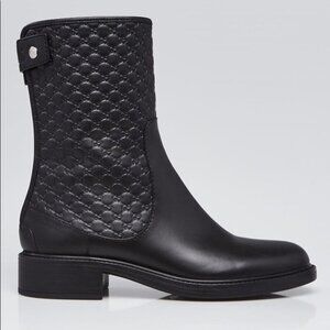 Gucci Microguccissima Leather Ankle Boots Black Size 37.5 / 7.5